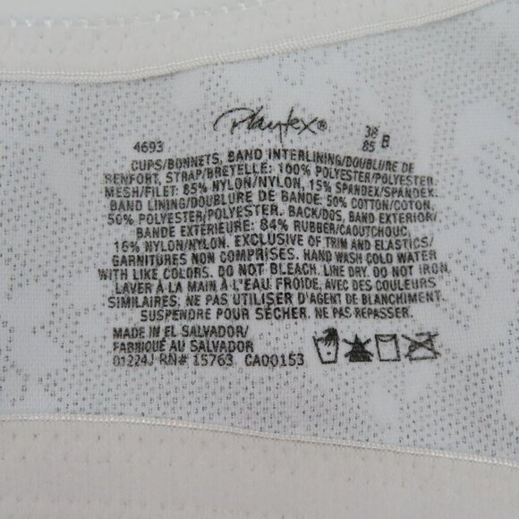 Playtex 38B Bra 18 Hour Ultimate Shoulder Comfort Wireless Unlined Wide Straps - Picture 11 of 13